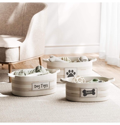 Pet Dog Toy Storage Basket, Woven Cotton Rope Animal Storage Basket Bin For Kids, Baby Toys Basket Foldable Modern Folding Pet Dog Toy Storage Basket, Woven Cotton Rope Animal Storage Basket Bin For Kids, Baby Toys Basket Foldable Modern Folding
