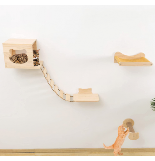 Wooden Sisal Rope Cat Tree House Climbing Frame Cute Luxury Wall Cat Trees And Scratcher Wood Pet Cat Tree Tower Wooden Sisal Rope Cat Tree House Climbing Frame Cute Luxury Wall Cat Trees And Scratcher Wood Pet Cat Tree Tower